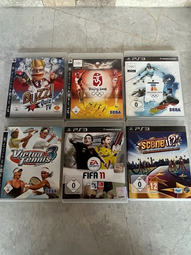 Lote 6 Juegos PS3: Buzz, FIFA, Virtua Tennis, etc.