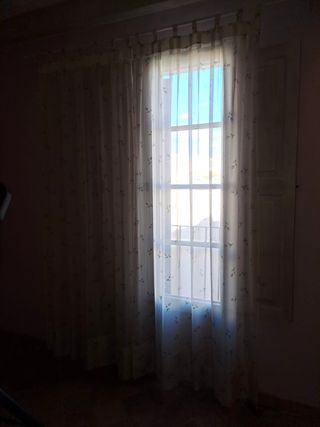 Conjunto cortinas visillos semitransparente flores
