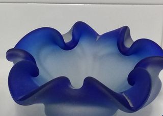Bol de cristal azul tipo murano