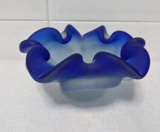 Bol de cristal azul tipo murano