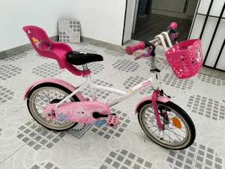 Bicicleta niña 16 rosa y blanca