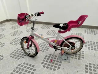 Bicicleta niña 16 rosa y blanca
