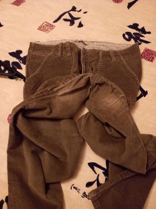 Pantalón pana marrón mujer
