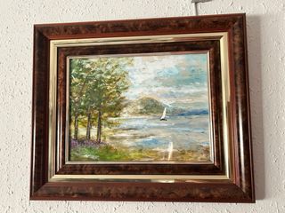 Cuadro de paisaje con velero