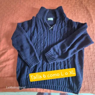 Jersey de punto azul con cremallera