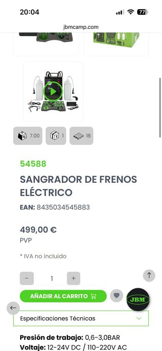 Sangrador de frenos eléctrico JBM