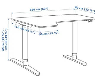 Escritorio Ikea BEKANT esquina madera y metal