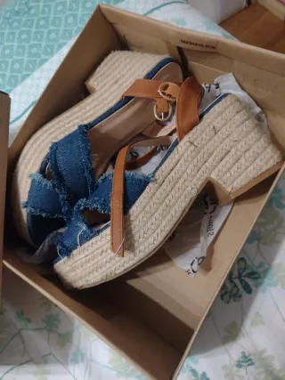 Alpargatas cuña denim y esparto talla 41