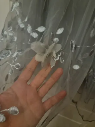 Falda tul gris flores talla 44