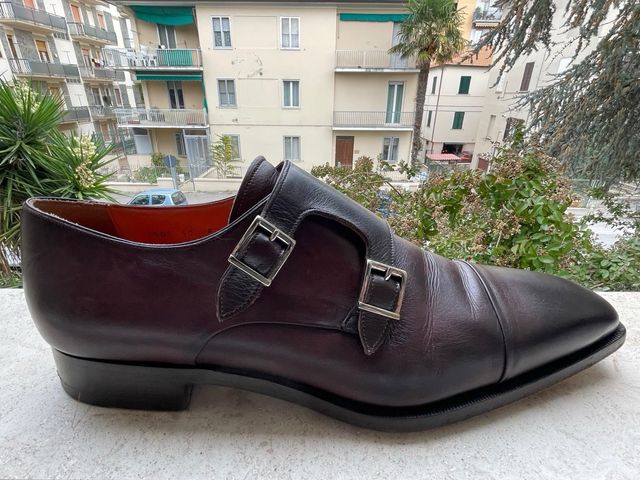 Scarpe fibbiate fatte a mano Santoni, marroni