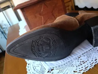 Botines camperos mujer beige/marrón oscuro 