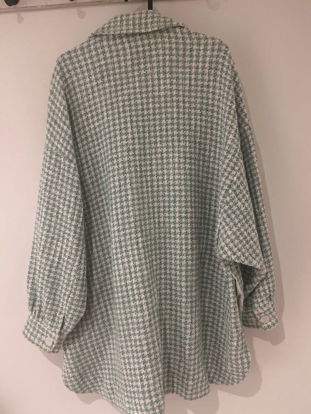 Chaqueta Zara cuadros verde y blanco