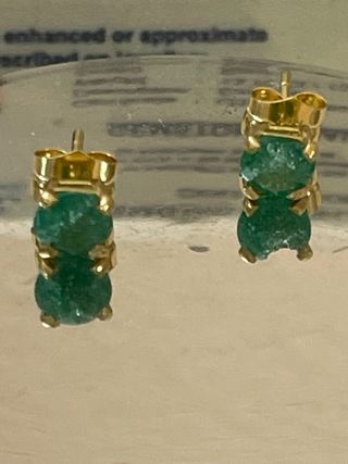 Pendientes Oro 18k Con 2.00 Ct Esmeraldas Colombia