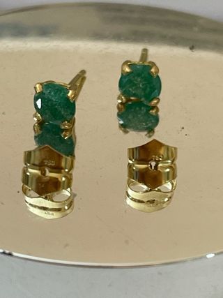 Pendientes Oro 18k Con 2.00 Ct Esmeraldas Colombia