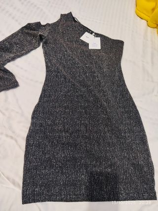 Vestido fiesta plateado Green Coast talla M/L