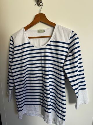 Camiseta Beige&Blue rayas azul marino Talla L