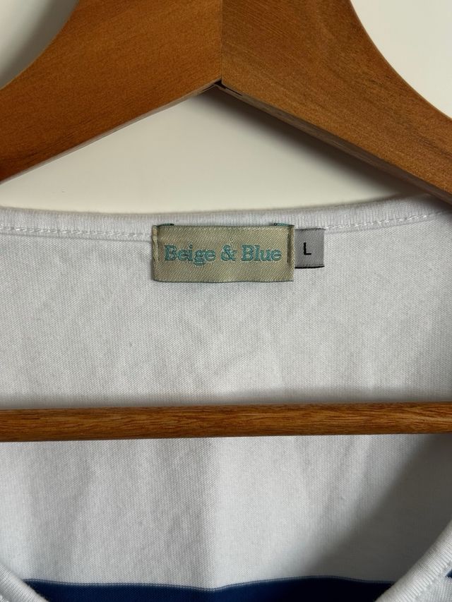 Camiseta Beige&Blue rayas azul marino Talla L