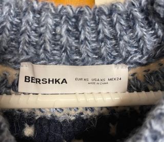 Jersey Fair Isle azul y crema