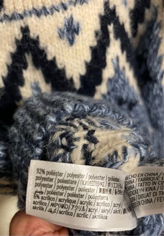 Jersey Fair Isle azul y crema
