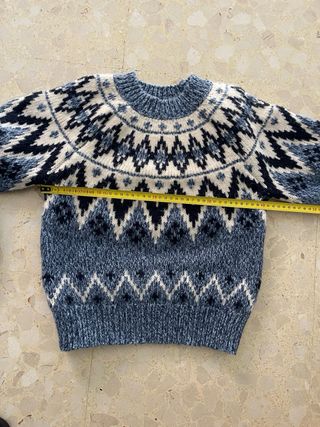 Jersey Fair Isle azul y crema