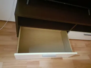 Mueble salón modular marrón y blanco