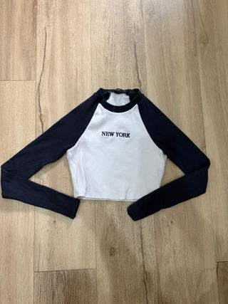 Crop top Zara blanco y negro talla S
