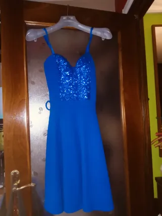 Vestido fiesta azul lentejuelas
