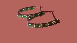 Pendientes dorados color Esmeralda para Fiestas