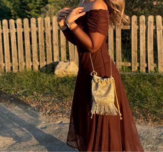 Vestido largo marrón chocolate