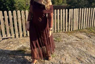 Vestido largo marrón chocolate