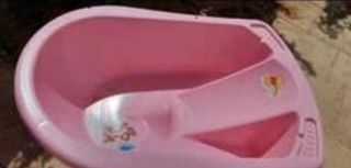 Bañera bebé rosa con soporte plegable