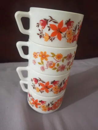 Arcopal Scania Vintage Tazas Flores Naranja