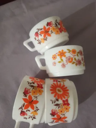 Arcopal Scania Vintage Tazas Flores Naranja