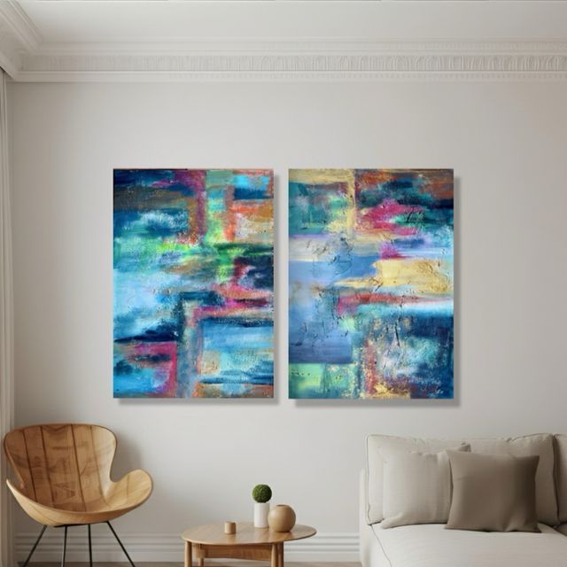 2 Cuadros Abstractos Modernos Grandes