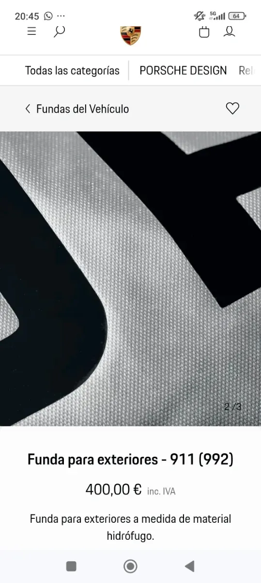 Funda exterior Porsche 911 (992)