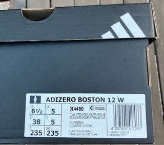 Zapatillas Adidas Adizero Boston 12 Blanco Negro