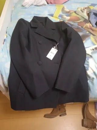 Abrigo Mango azul marino Mujer Sin Estrenar