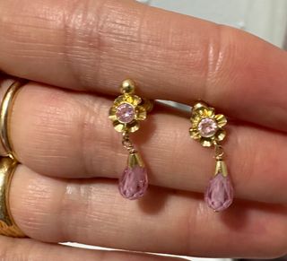 Pendientes coral oro y rosa 18kl niña