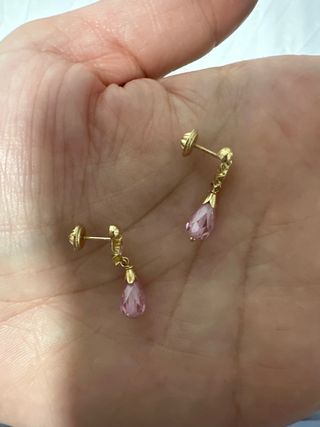 Pendientes coral oro y rosa 18kl niña