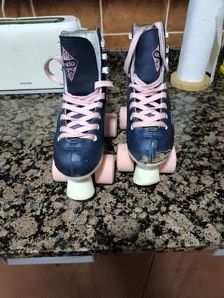 Patines 4 Ruedas Talla 35 Azul y Rosa