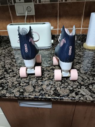 Patines 4 Ruedas Talla 35 Azul y Rosa
