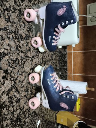 Patines 4 Ruedas Talla 35 Azul y Rosa