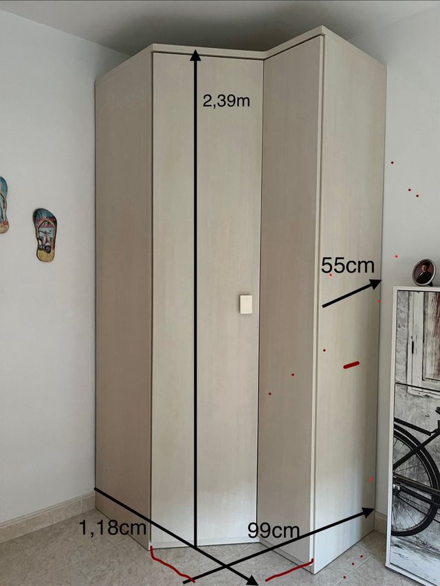 Armario esquinero madera juvenil