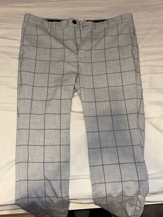 Pantalón de traje cuadros gris hombre