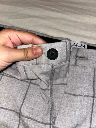 Pantalón de traje cuadros gris hombre