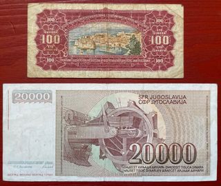 2 Banconote Jugoslavia 1955 e 1987