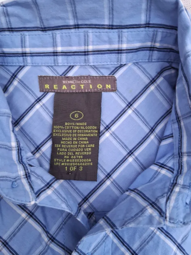 Camisa niño Kenneth Cole cuadros azul. Fabulosa. 6