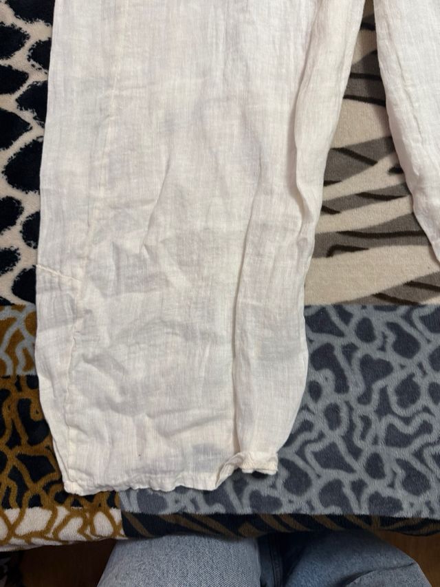 Conjunto lino crop top nudo y pantalón ancho