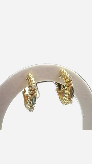 *Pendientes medio aro de oro 18K con diamantes