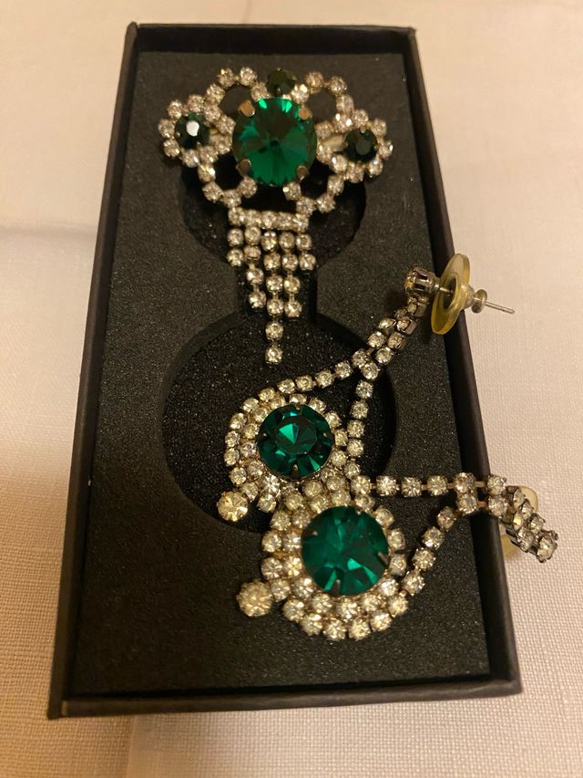 Parure bigiotteria verde e argento